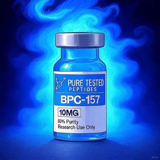 BPC-157 10mg peptide video thumbnail with blue plasma background